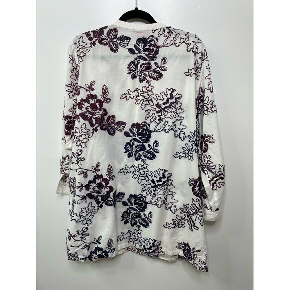 For Cynthia Beach Wear Cover Up‎ Plus 1X Embroidered Cotton Floral Pool Resort - Picture 8 of 11